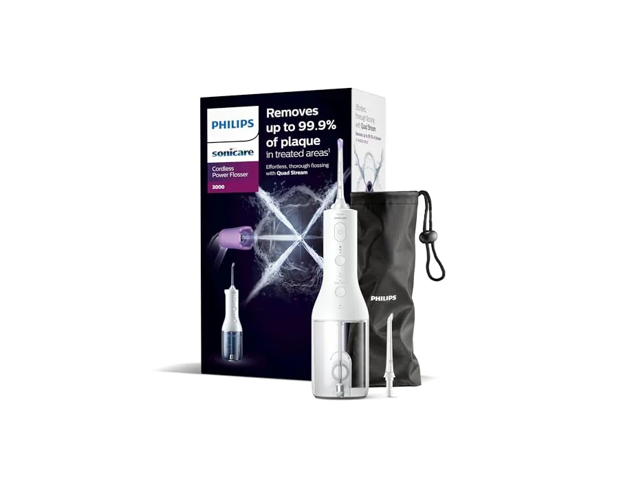 Philips Sonicare Irrigador oral Power Flosser 3000 sin cable con tecnología Quad Stream y Pulse Wave, HX3826/31, Negro, 3000, Blanco foto 2
