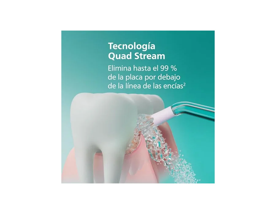 Philips Sonicare Irrigador oral Power Flosser 3000 sin cable con tecnología Quad Stream y Pulse Wave, HX3826/31, Negro, 3000, Blanco foto 3