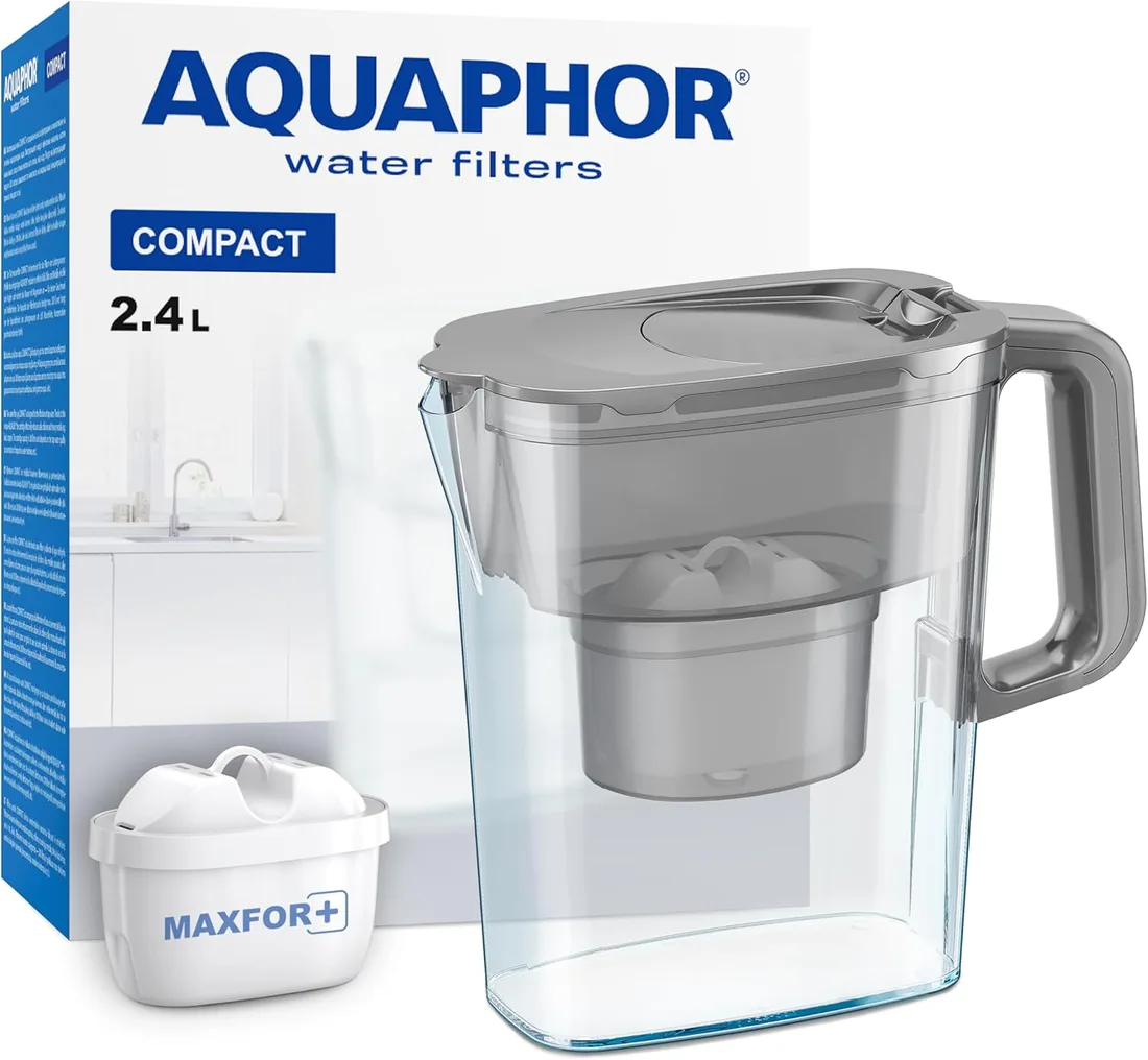 AQUAPHOR Jarra Filtradora de Agua Compact Gris 2.4L con 1 Filtro MAXFOR+