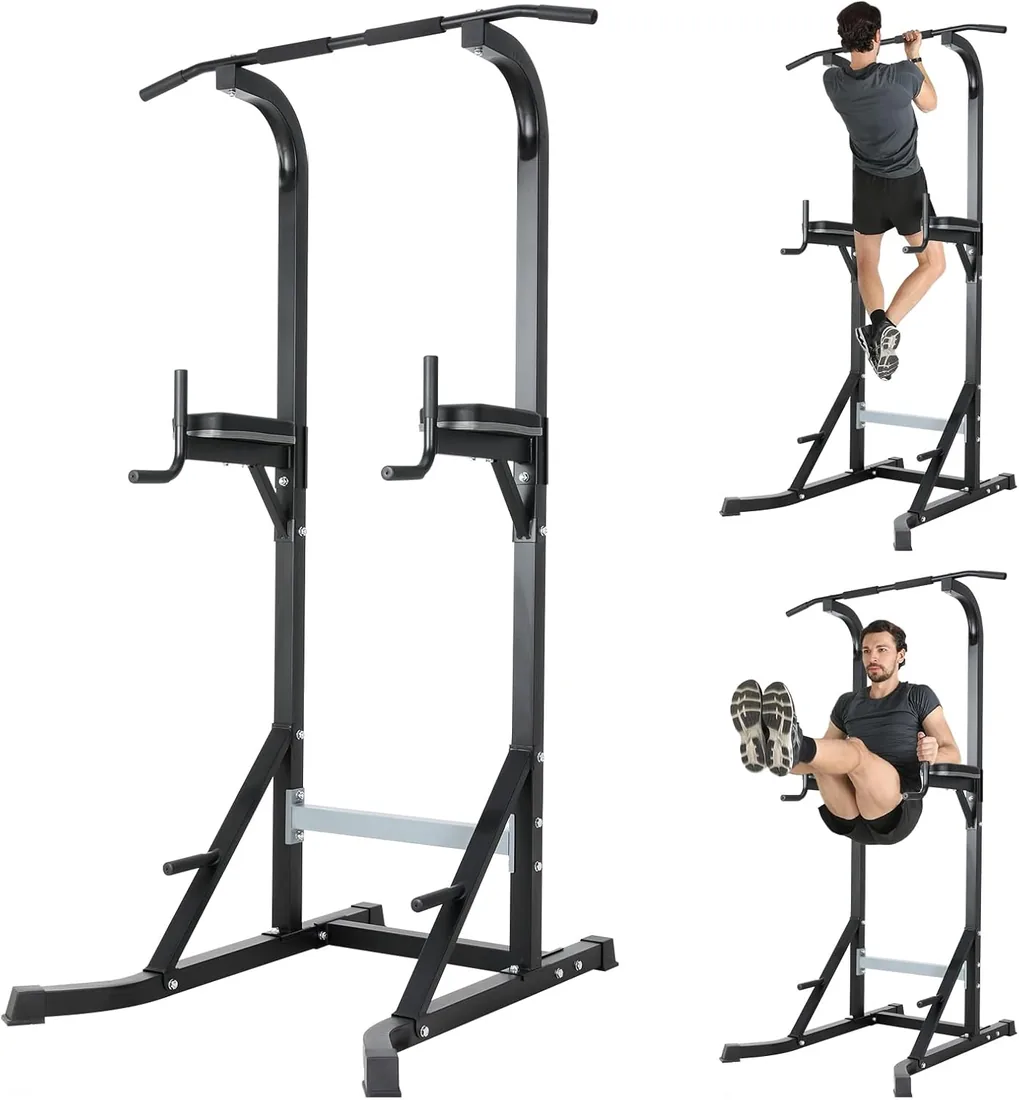 4 IN 1 Maquina Dominadas En Casa, Power Rack con Barra Dominadas gimnasio en casa, Pull Up Station Entrenamiento Multifuncional, Rack Dominadas es adecuada para hacer flexiones,max.150kg