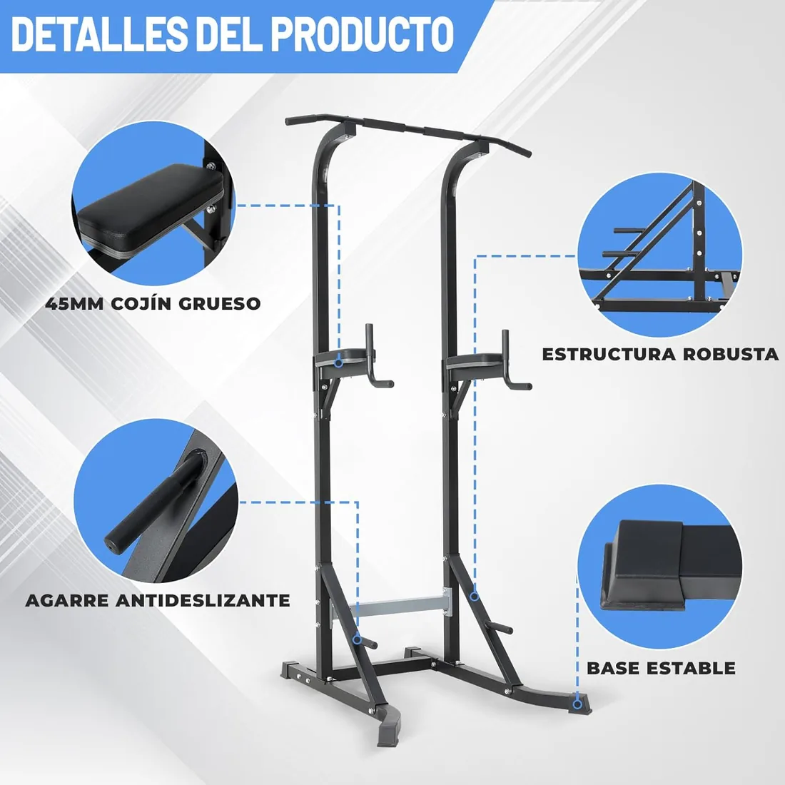 4 IN 1 Maquina Dominadas En Casa, Power Rack con Barra Dominadas gimnasio en casa, Pull Up Station Entrenamiento Multifuncional, Rack Dominadas es adecuada para hacer flexiones,max.150kg foto 2
