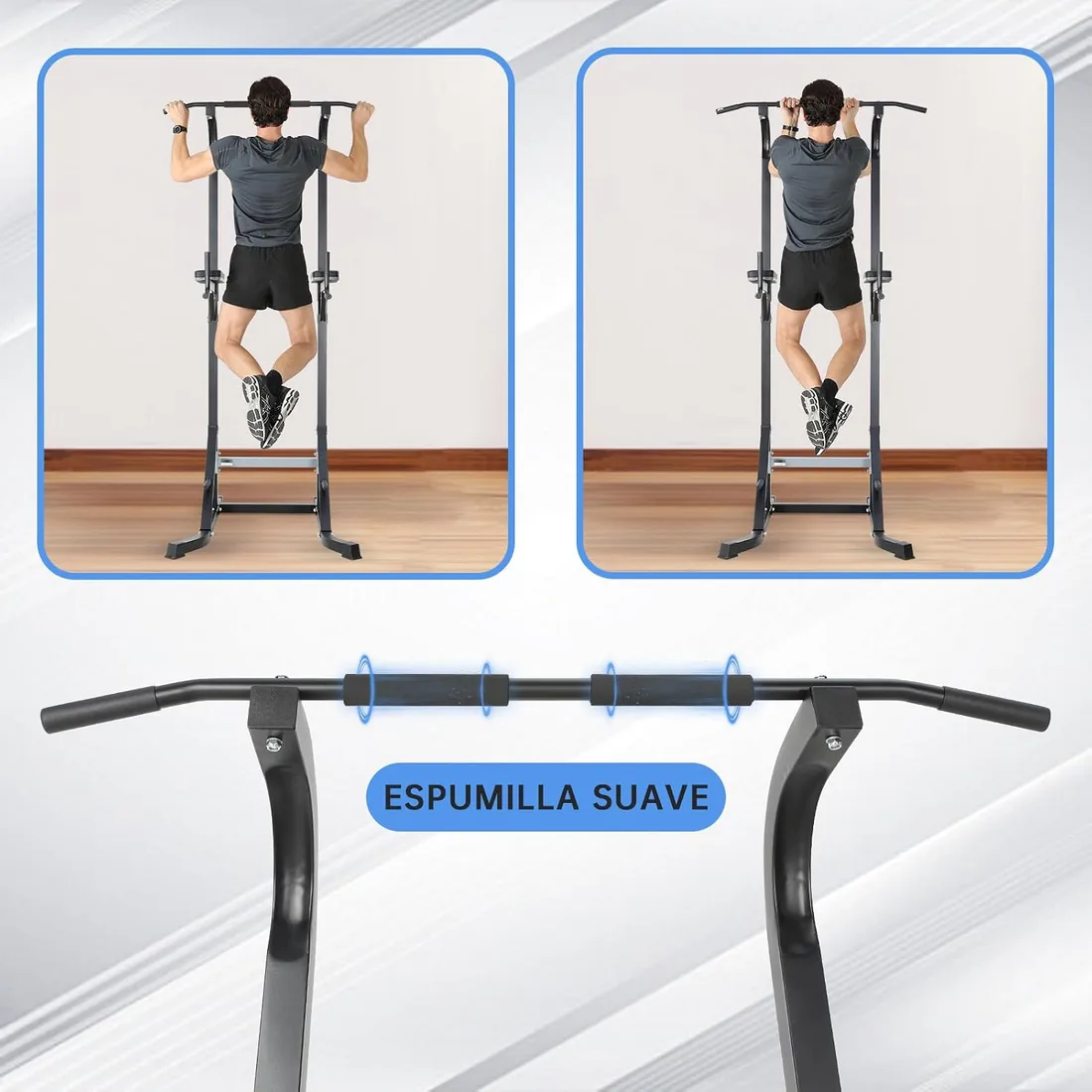 4 IN 1 Maquina Dominadas En Casa, Power Rack con Barra Dominadas gimnasio en casa, Pull Up Station Entrenamiento Multifuncional, Rack Dominadas es adecuada para hacer flexiones,max.150kg foto 3