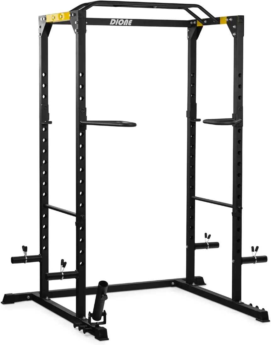 Dione - Squat Rack - Estructura de acero de 50 x 50 mm - Fitness Power Rack Jaula - Barra de dominadas