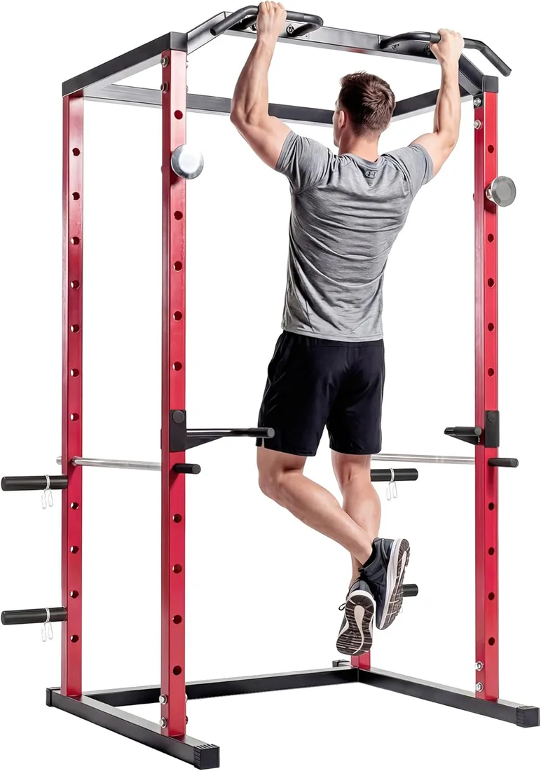 SPORTNOW Jaula de Potencia Musculación, Rack para Sentadillas, Carga 460 kg | Barra de Dominadas, Estación de Fondos Ajustable en Altura 24-184 cm, Soporte de Barra Regulable, para Casa Gimnasio foto 3