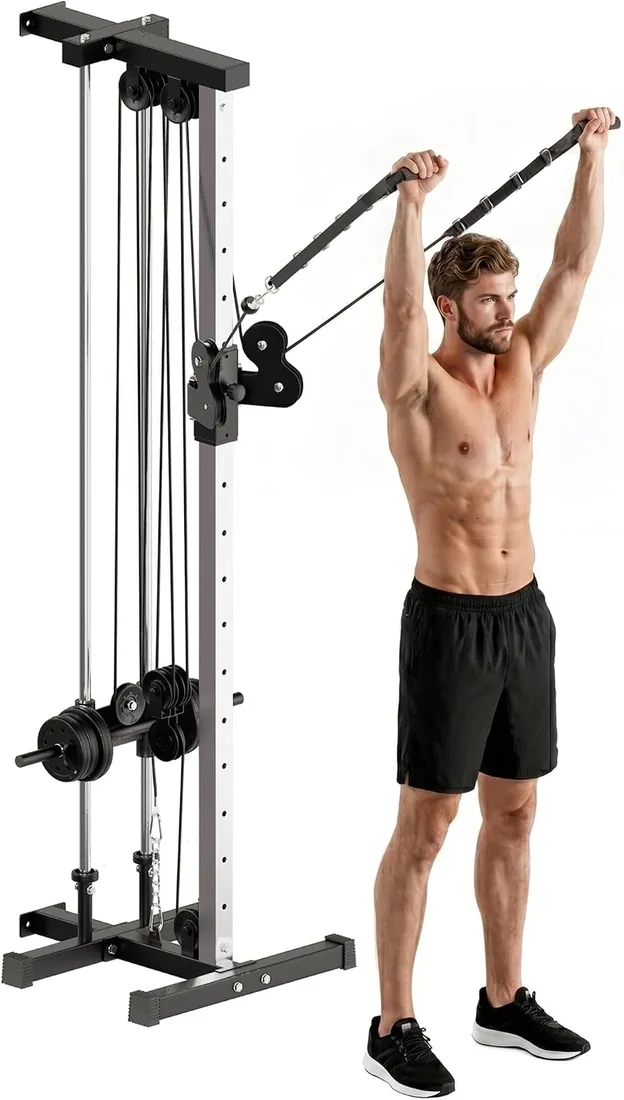 SPORTNOW Máquina Polea Alta y Baja de Pared, Doble Polea Ajustable | 15 Posiciones, Máquina de Musculación, Multifunción Lat Pulldown, Entrenamiento Fitness, Gimnasio, Casa foto 3
