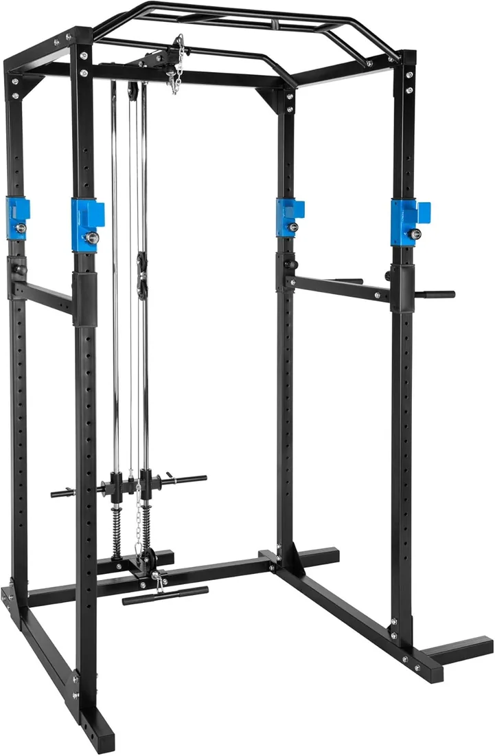 TecTake Multiestación de Fitness para Entrenamiento | 2 puntales de Seguridad macizos | Barras de dips acoplables