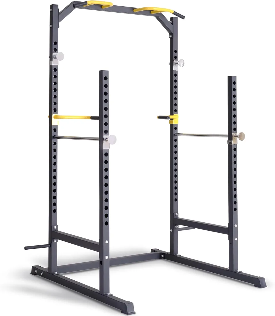 Ultrasport Power Rack, Rejilla multifuncional para entrenamiento efectivo todo cuerpo, construcción acero, perfecto principiantes y pros, multigimnasio con barra, torre Aptitud, Negro/Rojo foto 3