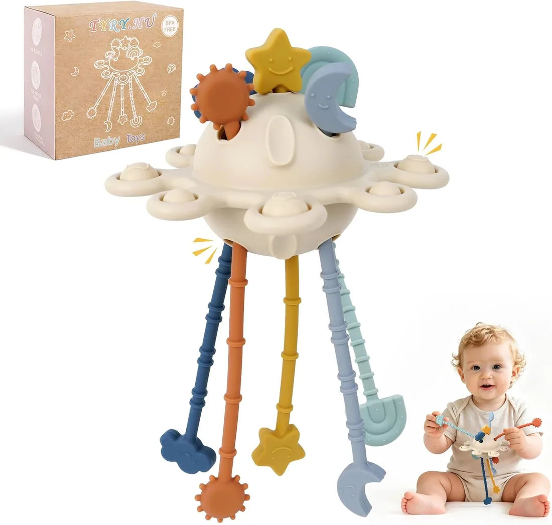 TYRY.HU Juguete Sensorial de Silicona para Tirar,Juguete Educativo y Relajante para Niños,Ideal para Viajes y Juego Montessori 18 Meses foto 3