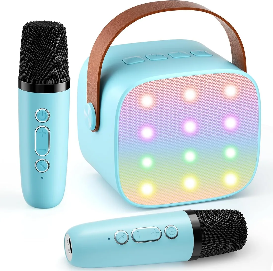 Mini Máquina de Karaoke con 2 Micrófonos Inalámbricos, Máquina de Karaoke Portátil con Bluetooth, Cumpleaños 2026, Apta para Niñas, Niños y Adultos foto 3