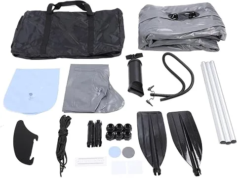 Set de Kayak Inflable para 1 Persona, Canoa Inflable con Casco de PVC Resistente a los Rayos UV, Kayak Hinchable para Pesca y recreación, Incluye Bomba Manual, Remo y Bolsa de foto 3