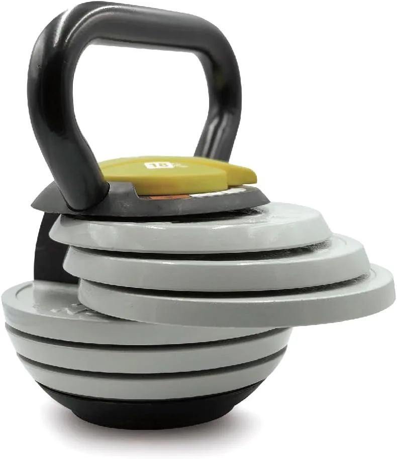 HxG.Kettlebell Ajustable o Pesa Rusa de 2,5kg a 18 kg de Carga y peso Variable con discos, Juego de pesas rusas, Campana con pesos entrenamiento de fuerza crosstraining