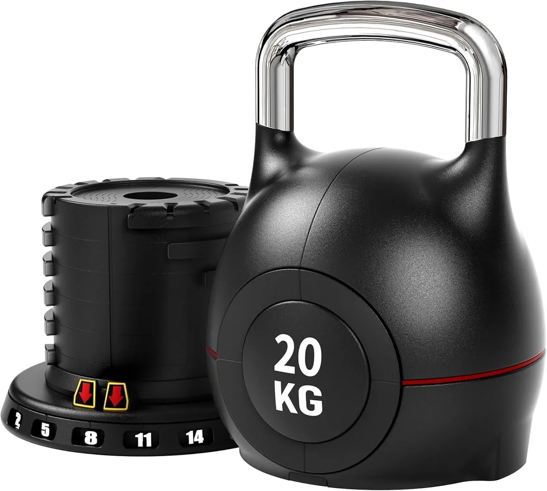 LIFERUN 20kg Kettlebell Pesa rusa ajustable con 7 niveles de peso | aluminio fundido a presión y material ABS, Compacta para Entrenamiento de Fuerza, Hogar y Gimnasio foto 2