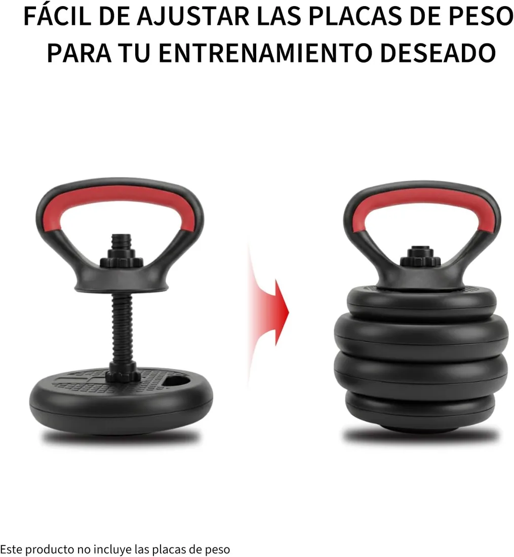 Mango Ajustable para Pesas Rusas – Asa de Kettlebell Portátil Compatible con Discos Estándar, Antideslizante y Ahorra Espacio – 2 Piezas Negro y Rojo foto 2