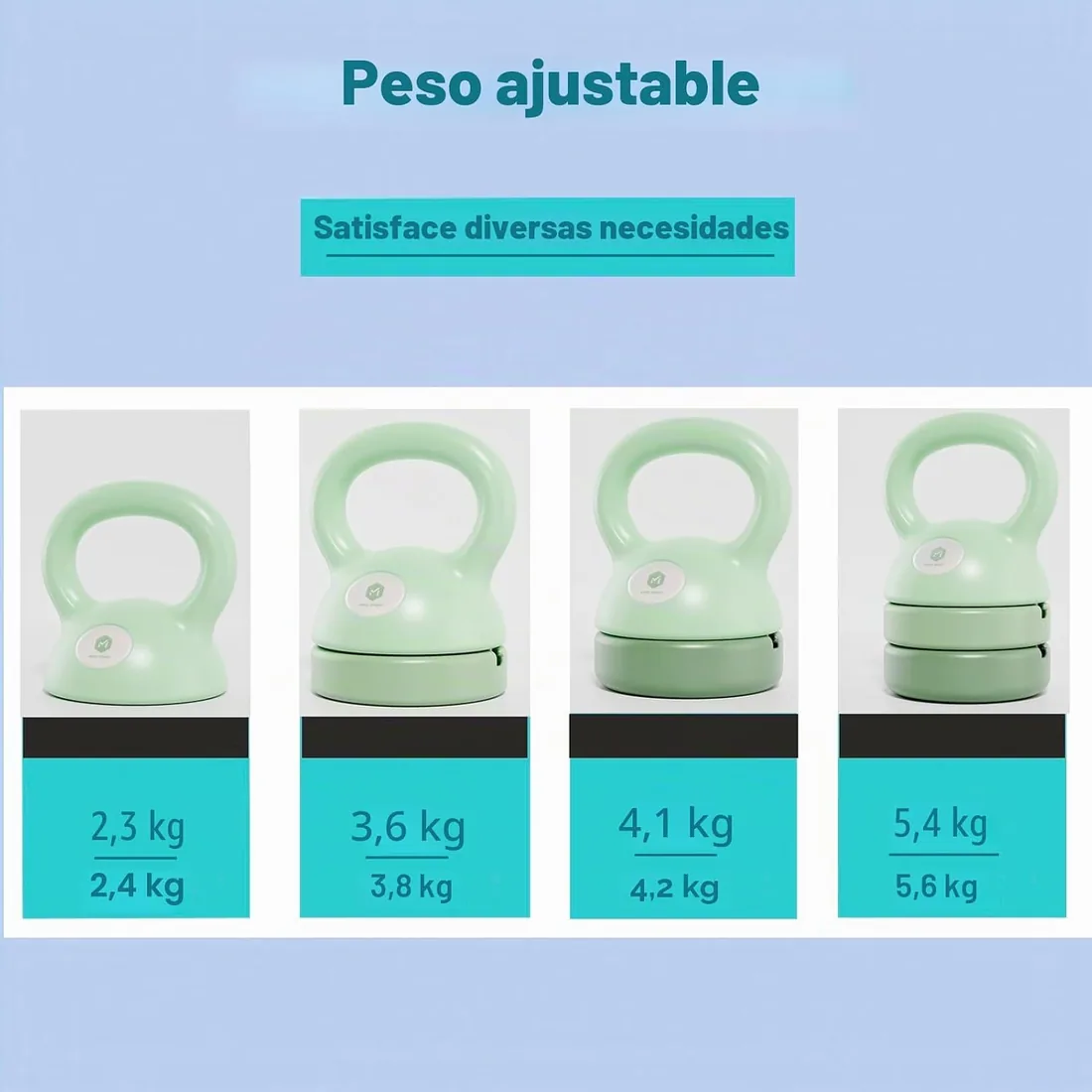 ZhaoCo Pesa Rusa para Mujer, Pesas Ajustables de Kettlebell de 5 lbs (2,2kg), 8 lbs (3,6kg), 9 lbs (4kg), 12 lbs (5,4kg), Pesa Rusa de Carga Variable para el hogar y el Gimnasio foto 2