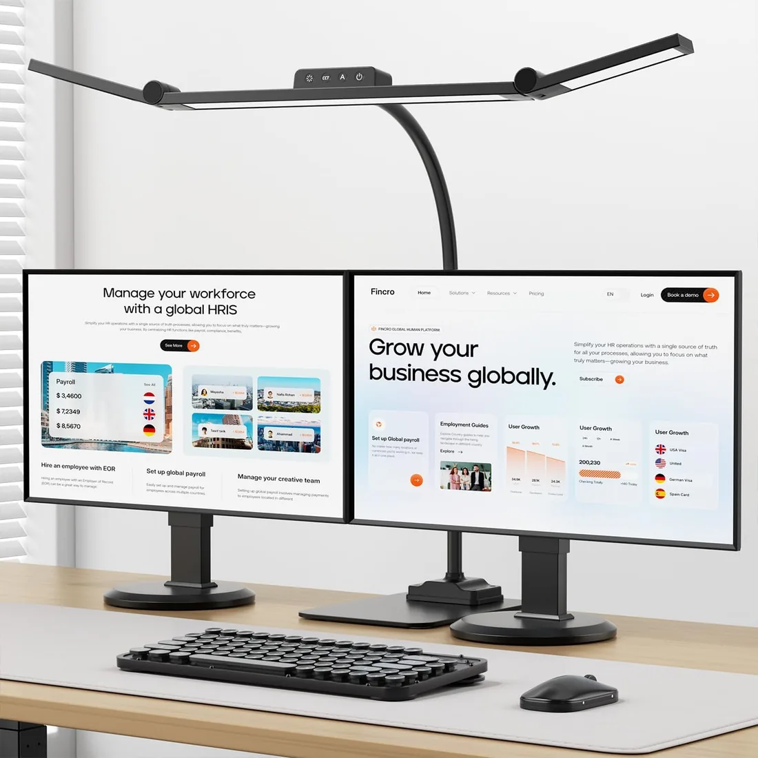 KableRika Lámpara Escritorio LED, 24W Flexo Escritorio con Base, Luz de Arquitecto Regulable, luz monitor con Temporizador, 1500 lúmenes para Leer, Estudiar y Oficina en el Hogar