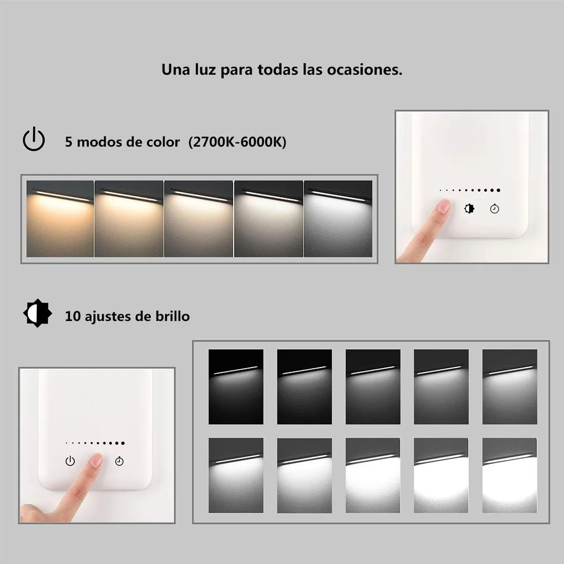SLATOR Lámpara Escritorio LED, Flexo de Escritorio (Cuidado Ocular, Puerto USB, 5 Modos,10 Niveles de Brillo,Temporizador de 30/60min, Función de Memoria) foto 3