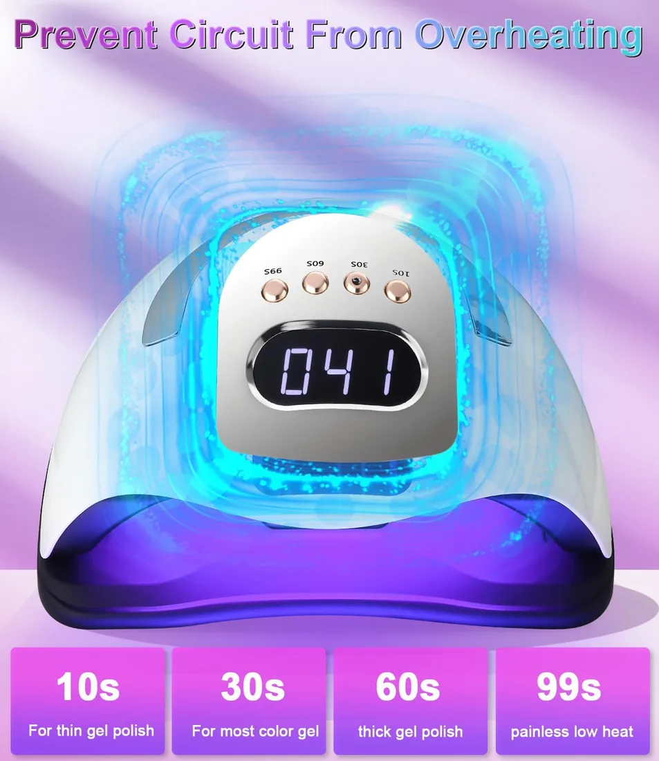 380W Lámpara de Uñas UV LED, 81pcs de cuentas LED Profesional Curado de Esmalte de Gel Secador de Uñas Rápido, con Función de Temporización para Manicura/Pedicure Nail Art en el Hogar y Salón foto 2
