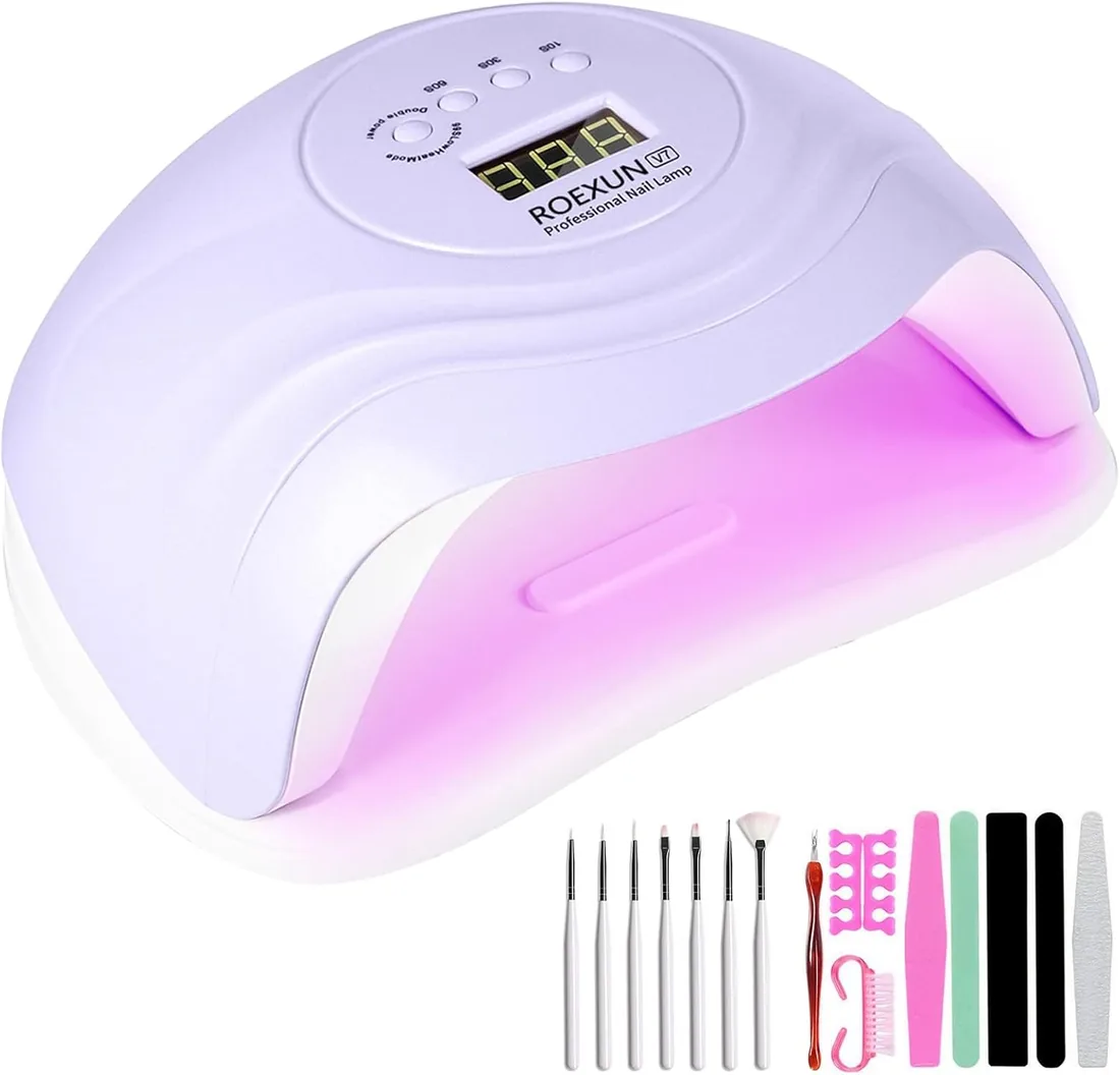 DEPAR 168W Lámpara Led Uñas UV,Secador de Uñas Profesional Ultravioleta Con Pantalla LCD y Sensor Automático,Von 4 Temporizadores Para Manicura/Pedicure Nail Art en el Hogar y el Salón