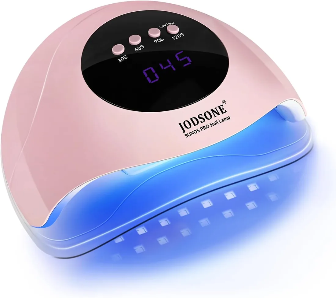 JODSONE Lámpara de uñas semipermanentes UV LED, Lámpara de uñas portátil con sensor automático 4 temporizadores, secador de esmalte en gel para salón y hogar, herramienta de manicure rosa