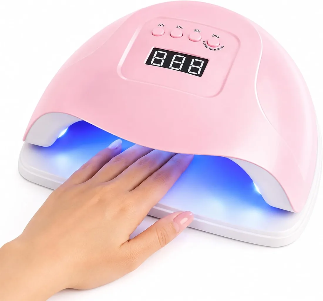 Lámpara Uñas Semipermanentes 180W, UV Led con 36 LED, Lámpara de Uñas Profesional para Esmalte Gel, Sensor Automático, 4 Temporizadores y Pantalla LCD