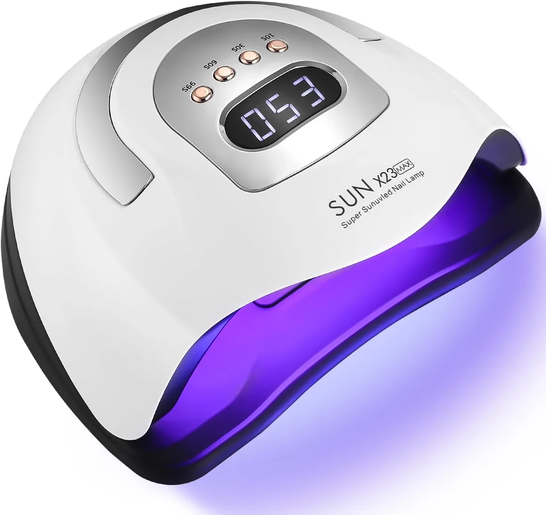 Zawaer Lámpara de UV LED Uñas Profesional, 380W Rápido Uñas Secador, 81pcs perlas de Lámparas con Sensor Automático, Pantalla LCD para Manicura/Pedicure Nail Art en el Hogar y el Salón