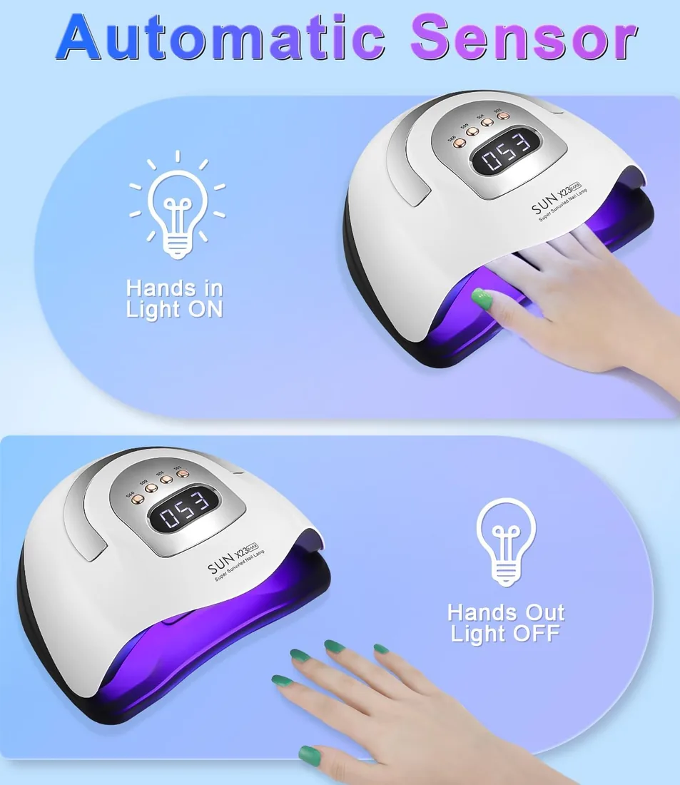 Zawaer Lámpara de UV LED Uñas Profesional, 380W Rápido Uñas Secador, 81pcs perlas de Lámparas con Sensor Automático, Pantalla LCD para Manicura/Pedicure Nail Art en el Hogar y el Salón foto 3