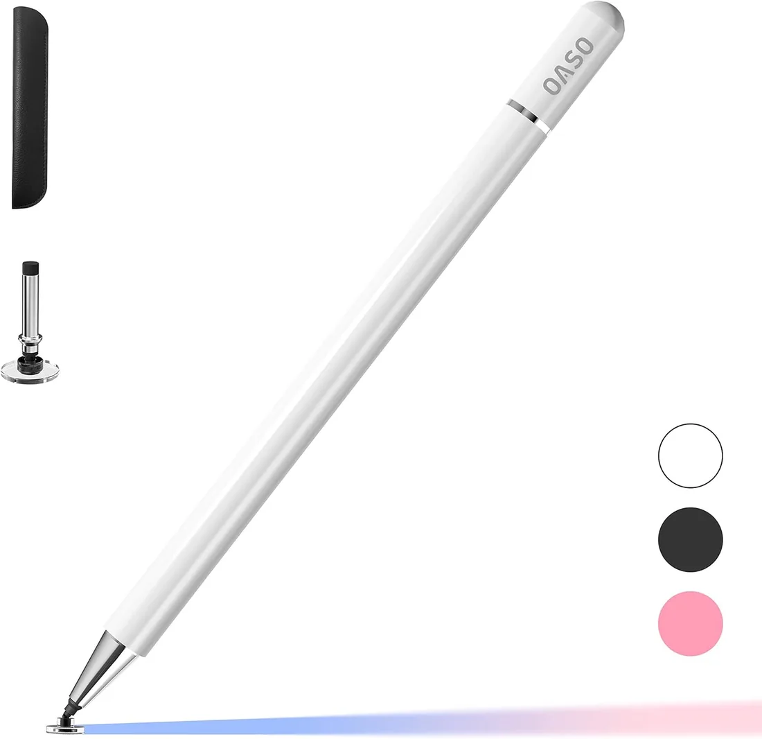 Lapiz Tactil, Lápiz Capacitivo con Punta De Disco y Tapa Magnética Compatible con Todas Las Pantallas Táctiles, Lápices Punteros para Apple iPad Pro/iPad 6/7/8 /iPhone, Samsung Galaxy Tab A7 (White)