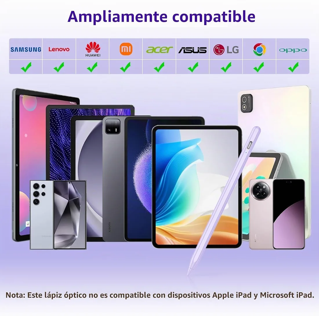 TQQ Lapiz para Tablet Android, 2.0 Lapiz Tablet con Rechazo de Palma, Alta Precisión y Sensibilidad de Inclinación, Compatible con Samsung, Lenovo y Xiaomi (No Compatible con Apple iPad) foto 2