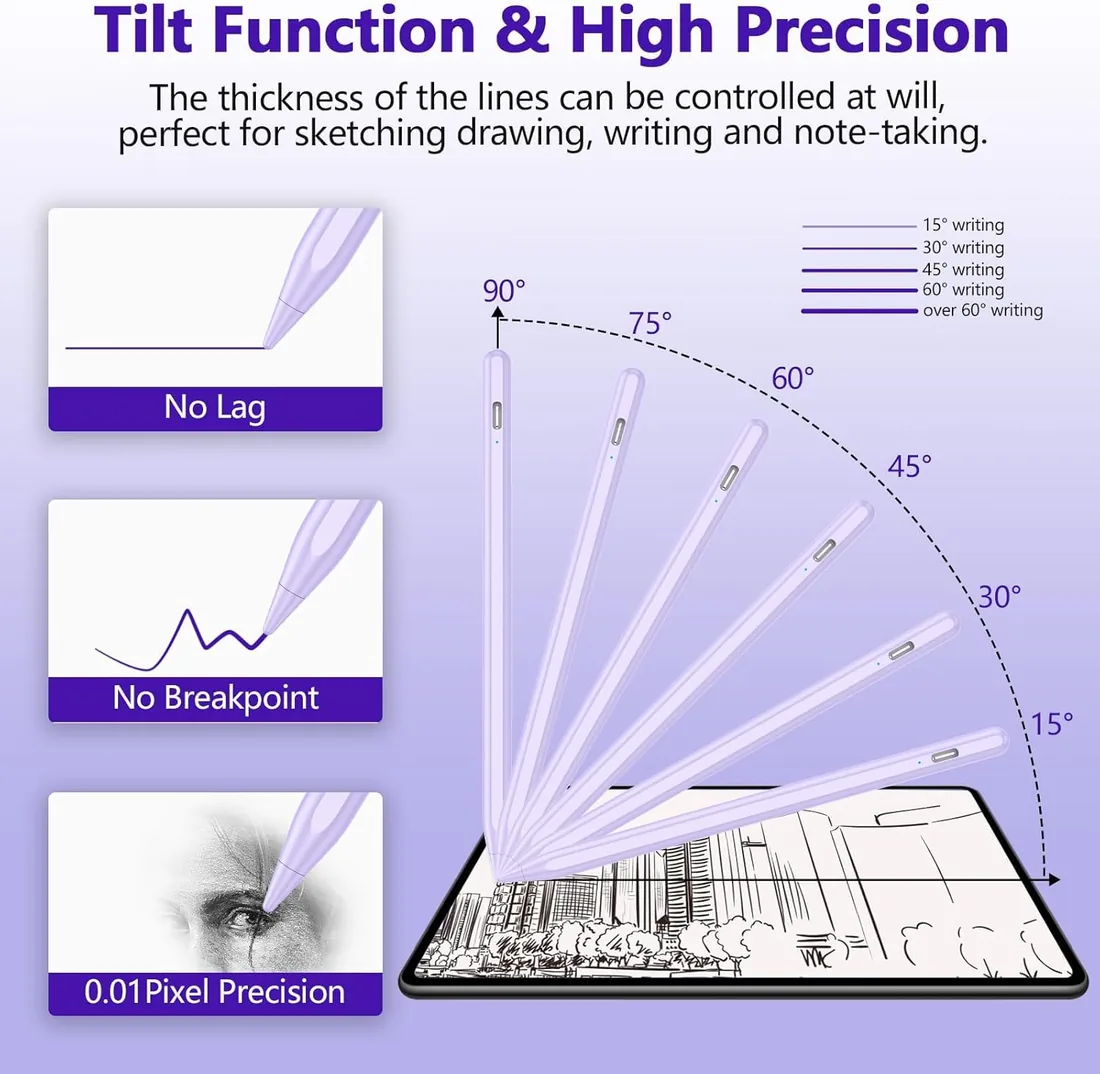 TQQ Lapiz para Tablet Android, 2.0 Lapiz Tablet con Rechazo de Palma, Alta Precisión y Sensibilidad de Inclinación, Compatible con Samsung, Lenovo y Xiaomi (No Compatible con Apple iPad) foto 3