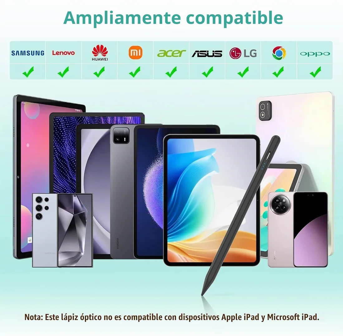 TQQ Lapiz para Tablet Android, 2.0 Lapiz Tablet con Rechazo de Palma, Alta Precisión y Sensibilidad de Inclinación, Compatible con Samsung, Lenovo y Xiaomi (No Compatible con Apple iPad) foto 2