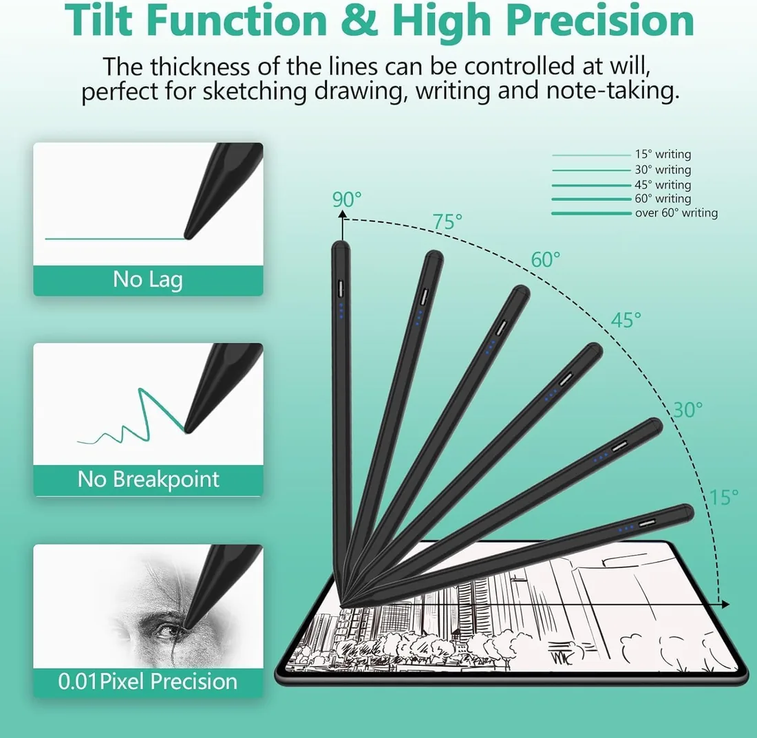TQQ Lapiz para Tablet Android, 2.0 Lapiz Tablet con Rechazo de Palma, Alta Precisión y Sensibilidad de Inclinación, Compatible con Samsung, Lenovo y Xiaomi (No Compatible con Apple iPad) foto 3