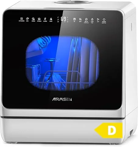 AIRMSEN Mini Lavavajillas Portátil, lavavajillas pequeño de 5L, 8+3 Programas, Inicio Diferido 1–18 h, Ablandador de Agua y Bloqueo Infantil foto 3