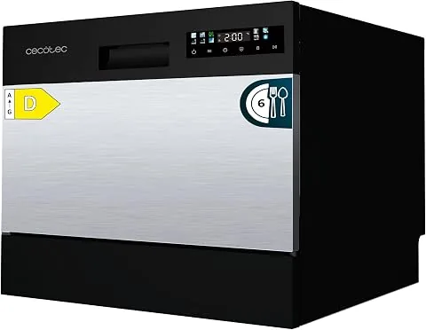 Cecotec Lavavajillas Compacto Libre Instalación 6 cubiertos Bolero Aguazero 2300 Inox. 6 Cubiertos, 8 Programas, Clase D, Touch Panel a Color, Delay Start, Función Pre-Wash, Dry+, Germ Shield foto 2