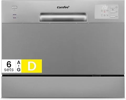 COMFEE' CDWMT0602ESD-EU Lavavajillas Compacto, 6 Cubiertos,6 Programas | Ciclo Intensivo 70°C, Inicio
