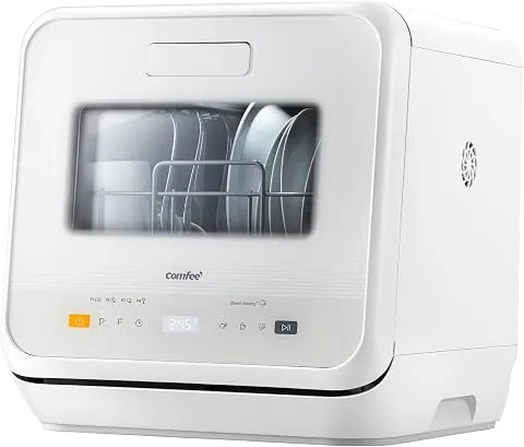 COMFEE' CDWMTO201D(W) Mini Lavavajillas Sobremesa, 5 L, 6 Programas, Blanco | Lavado con Vapor 98°C, foto 3