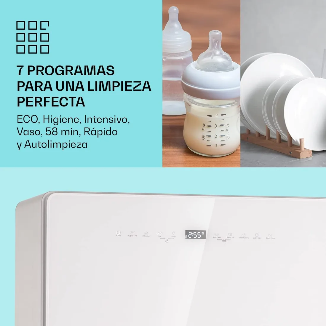 Klarstein Lavavajillas para Sobremesa Pequeño, Mini Lavavajillas 6 Cubiertos, Portatil Encimera Silencioso, Lavaplatos con 7 Programas de Lavado, Compacto Casa y Oficina foto 3