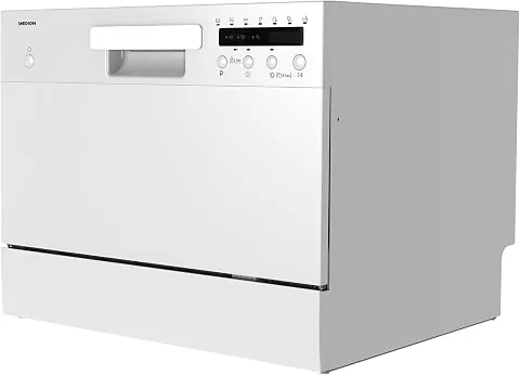 MEDION Lavavajillas de mesa DWT60 (capacidad 6 cubiertos, 7 programas, programa ECO, consumo aprox. 6,5 litros, AquaStop, pantalla LED, bloqueo para niños, MD37496) plata foto 2