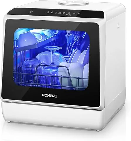 Mini Lavavajillas de Sobremesa con 5+1 Programas, Inicio Diferido 1–6h, Depósito de 5 Litros, 2 Formas de Suministro de Agua, Control Táctil y Pantalla LED, Ideal Para Cocinas y Autocaravanas