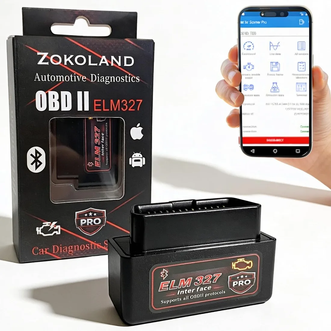 ELM327 OBD2 Bluetooth para Android e iPhone, Diagnóstico Coche Multimarca, Escáner OBD2 para Leer y Borrar Fallos Motor, Compatible con Torque y Car Scanner foto 3