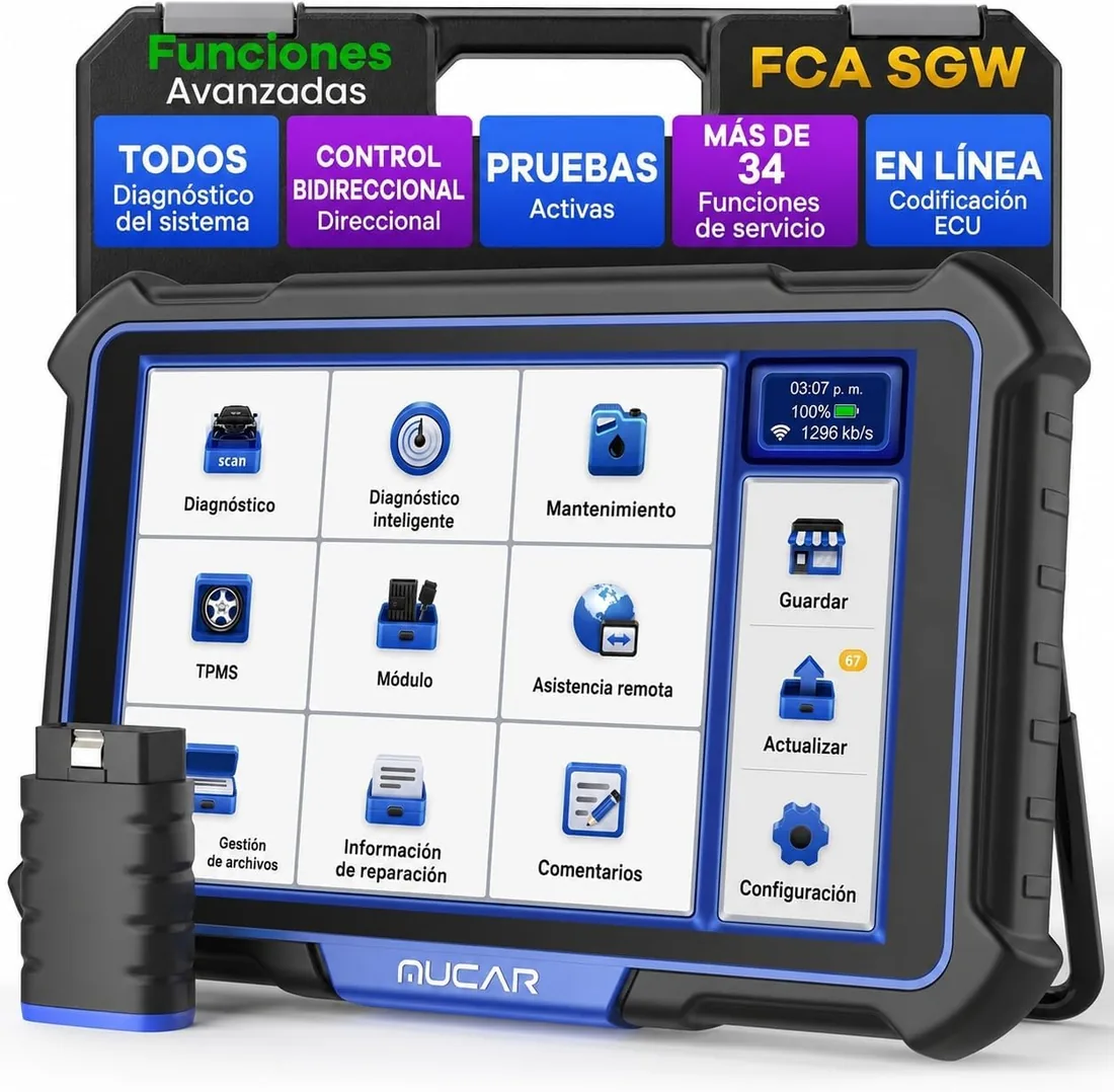 MUCAR VO8 Diagnosis Coche Multimarca con 34+ Funciones De Reinicio | Y Todos Sistema, OBD2 Diagnóstico Para Pruebas Activas/Codificación ECU/Control Bi-Direccional,Actualización Gratuita foto 3