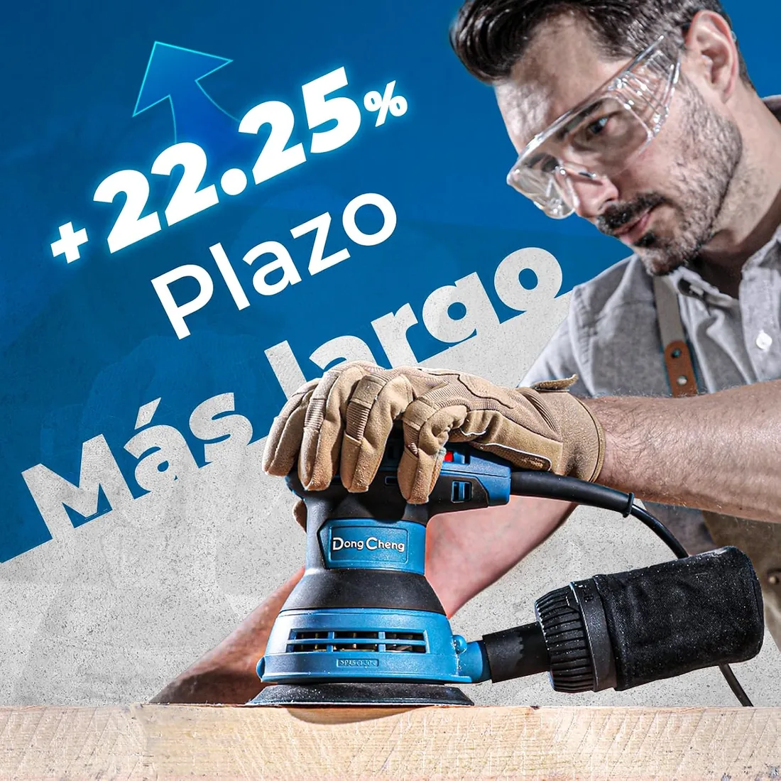 DongCheng lijadora excéntrica de 300 W, lijadora de 125 mm | 6 velocidades, 4.000-12.000 rpm, depósito recogepolvo, 10 hojas de lija, ideal para trabajar la madera y para bricolaje foto 3