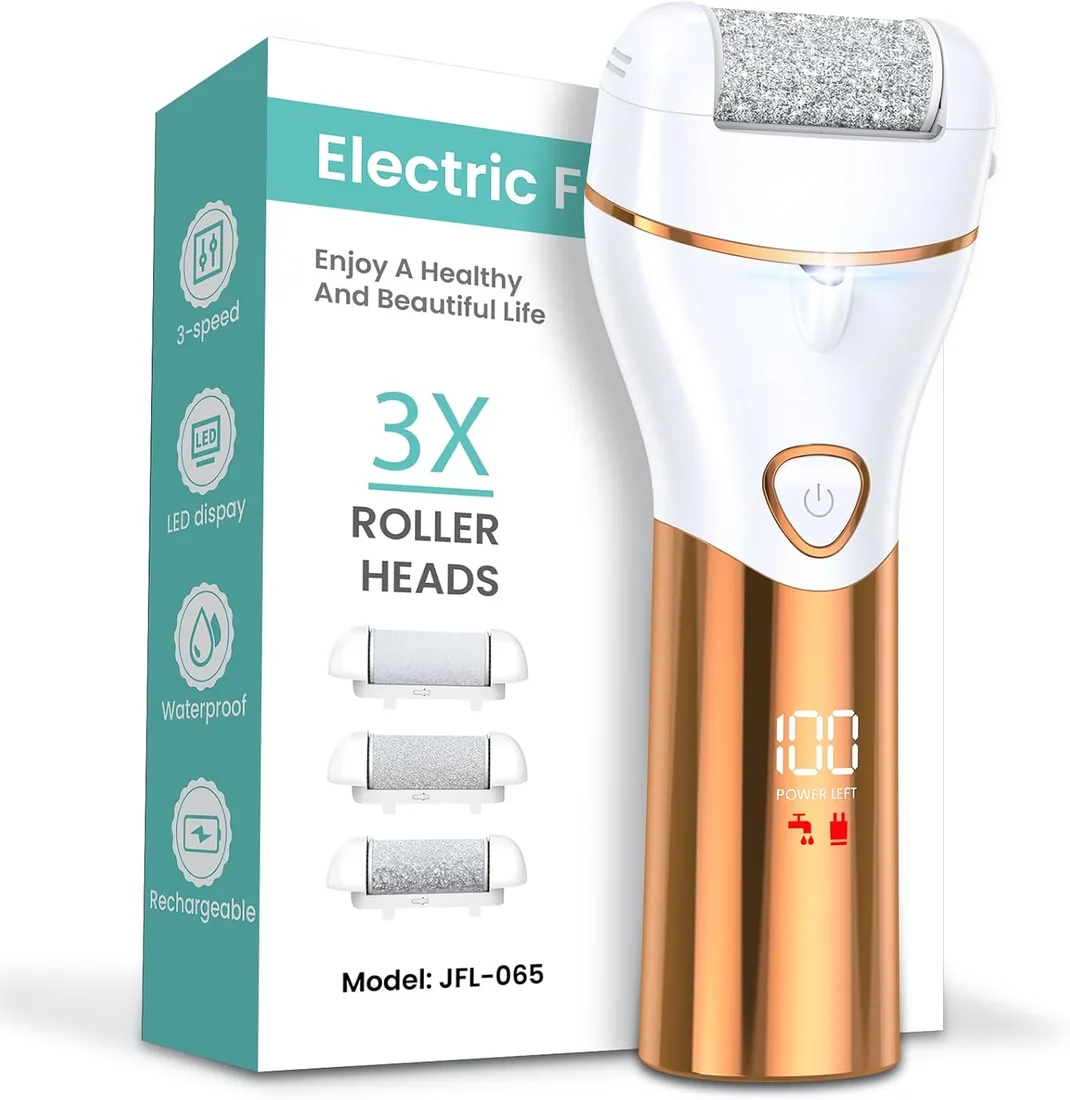 Lima Electrica Pies Durezas, Pedicura Profesional Quita Durezas para Pies, Lima pies Electrica con 3 Cabezales, Limador de durezas pie Eliminar Electrico Recargable Removedor de Callos