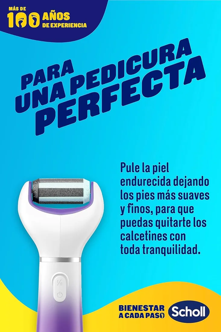 Scholl Expert Care Limar y Alisar 2 en 1 Lima Eléctrica para Pies - Quita Durezas y Elimina Callos, Pedicura Profesional, Uso en Casa para Pies Suaves, Exfoliante con Cabezal Repuesto, Lima Morada foto 3