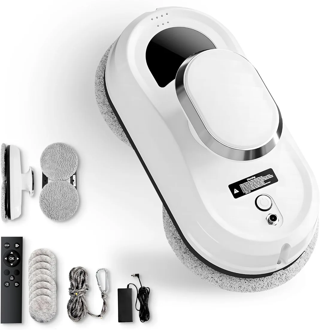 JUPPLIES Robot Limpiacristales Electrico 90W con Succión 5600Pa – Limpia Cristales para Ventanas con 3 Modos Automaticos, Control Remoto y Sistema Anticaida – Silencioso, 4min/m² foto 3