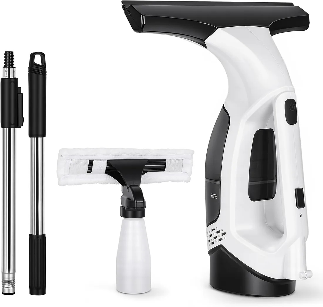Limpiacristales Electrico, 2000Pa, Potencia 20 W, Batería 2200mAh, Equipado con Depósito de Agua de 150ml y Raspador de 280mm, para Puertas de Cristal, Ventanas, Encimeras y Lunas de Coche foto 3