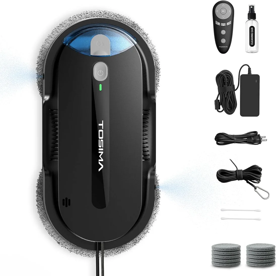 Tosima Robot limpiacristale X1 – Robot de Limpieza de Ventanas con Doble Boquilla y atomización ultrasónica de Agua, depósito de Agua de 85 ml con Ventana, Limpiador automático de Ventanas para foto 2