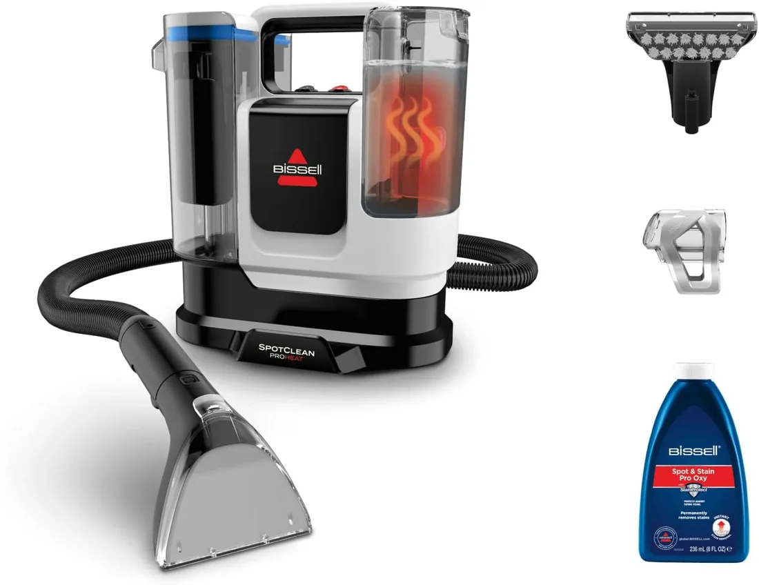 BISSELL SpotClean ProHeat Advanced Aspiradora de Agua Tapicería 1125W 3924N | Limpia tapicerías multisuperficie compacta,