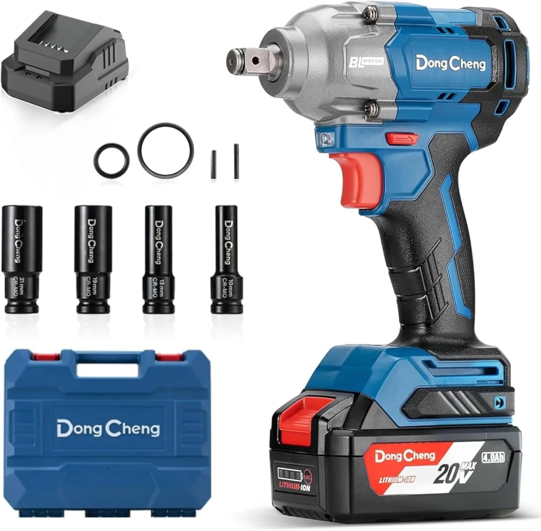 Dong Cheng Llave de Impacto Inalámbrica 682N.m con Batería de 4.0Ah, 20V