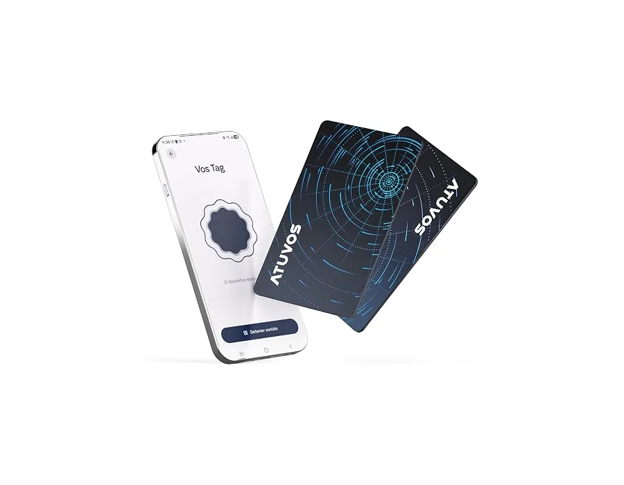 ATUVOS Smart Air Tag Card Pro Tracker para Android & iOS, Dual Sistema Recargabilidad Cartera Buscador Compatible con Google Localizador o Apple Buscar App. para Billeteras, Maleta