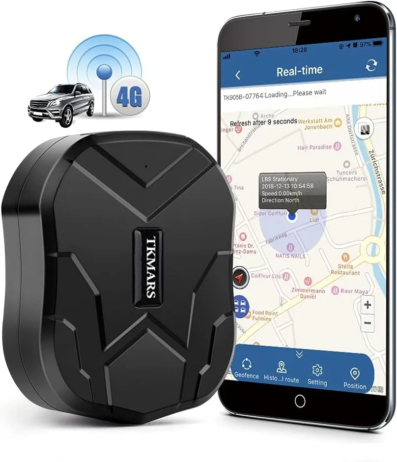 4G Localizador GPS para Coche sin Suscripción 10000mAH Batería 150 Días en Espera GPS Tracker con Seguimiento en Tiempo Real Magnético Impermeable Rastreador de App Gratuita TK905B 4G